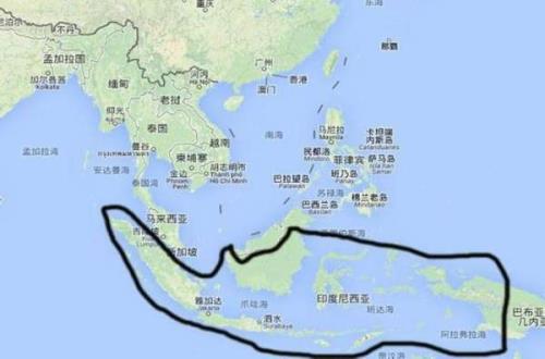 中国在印尼的哪个方向
