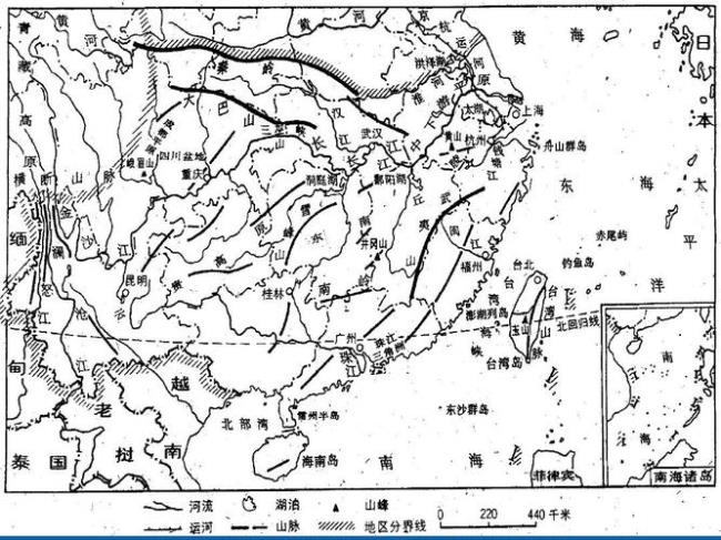 中国南方地区地形示意图