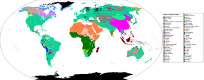 世界主要语言的分布