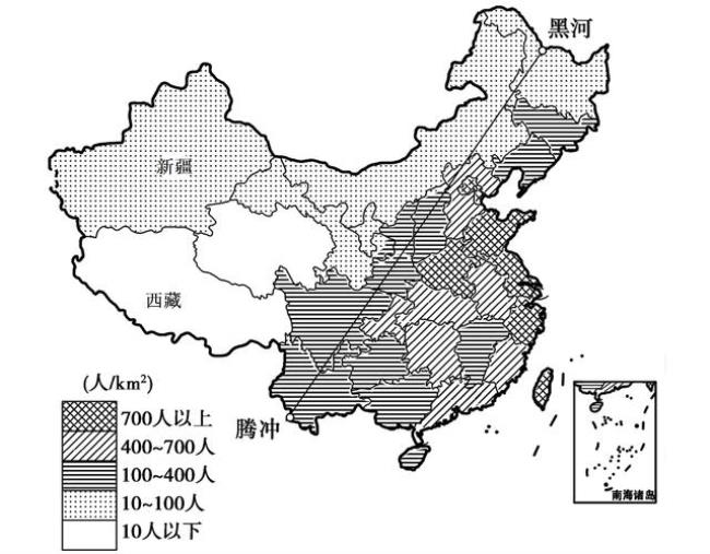 中国人口分布地区纬度