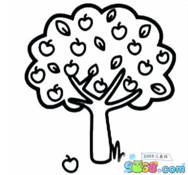 二年级简笔画成熟的苹果树
