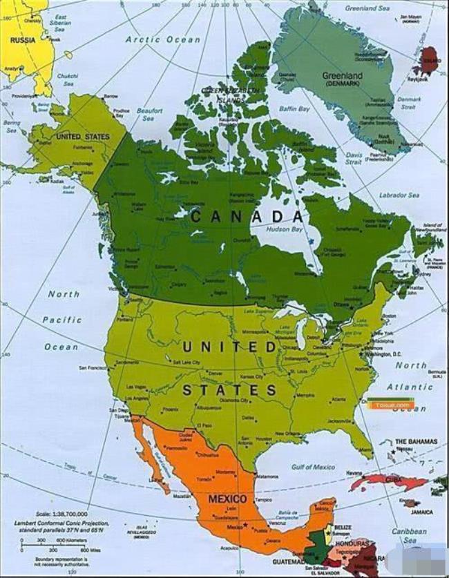 北美洲人口分布图