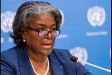 最近常驻联合国代表琳达·托马斯-格林菲尔德再联合国安理会上说