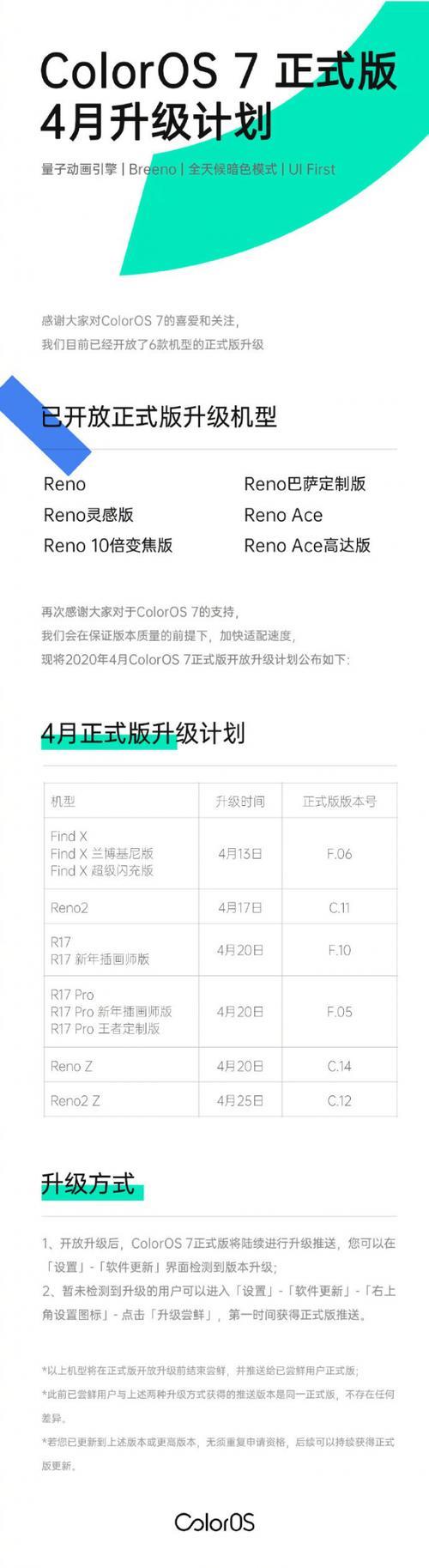 coloros6.1怎么升级7