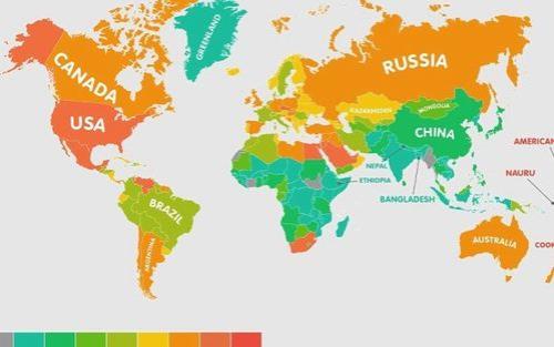 世界各国人口密度一览表2020