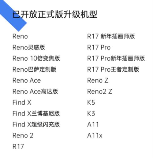 coloros7适配名单