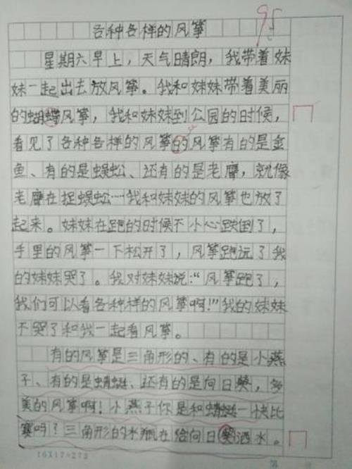 各种各样的风筝漂亮极了作文