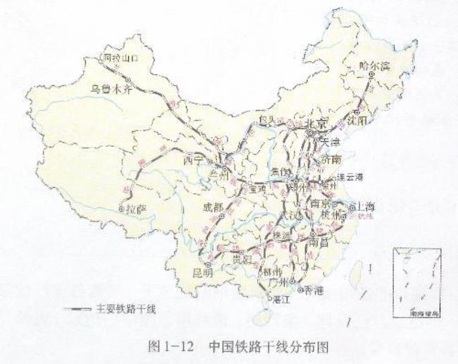 中国铁路五纵七横地图