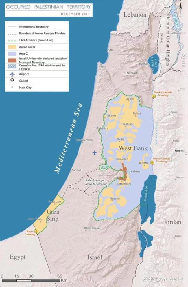 巴勒斯坦和以色列地图划分
