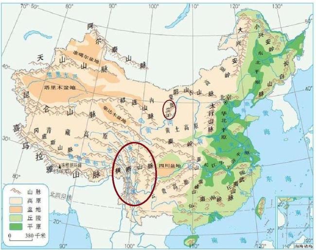 中国的所有山脉及其相邻省区