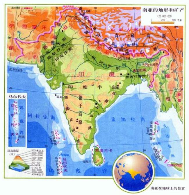 印度矿产分布地形图