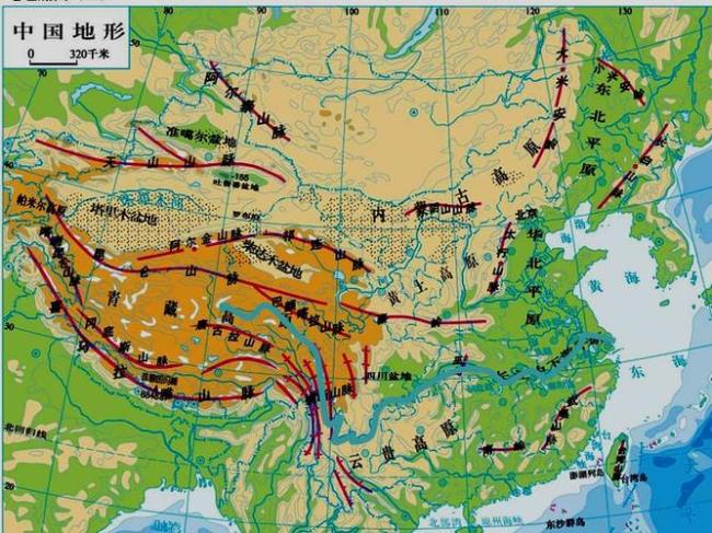 亚洲盆地地形图