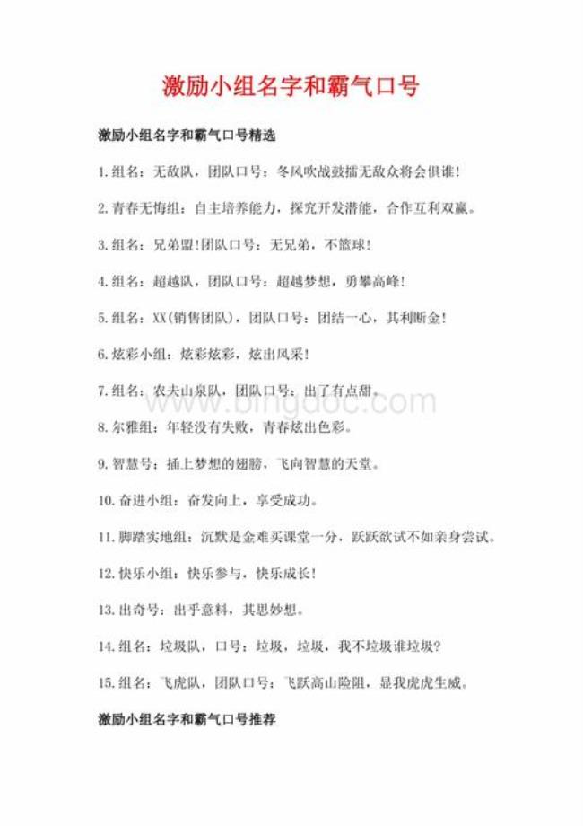 霸气的十人小组名字大全