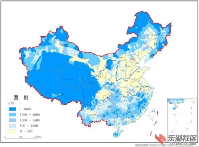 中国水资源在地图上的表示