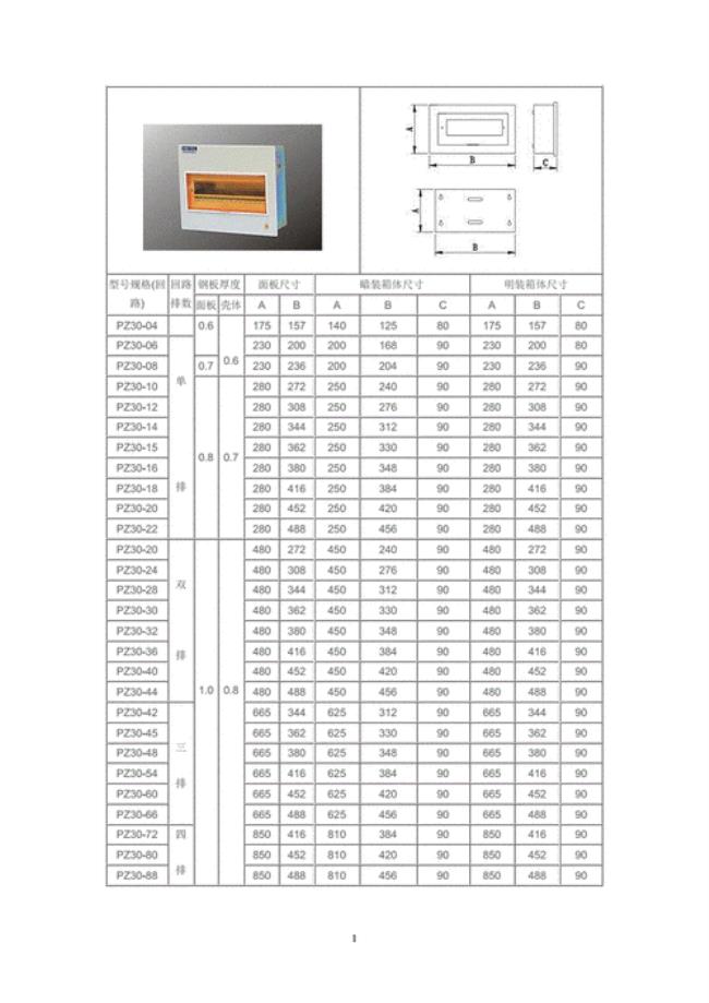 单排24位配电箱尺寸规格