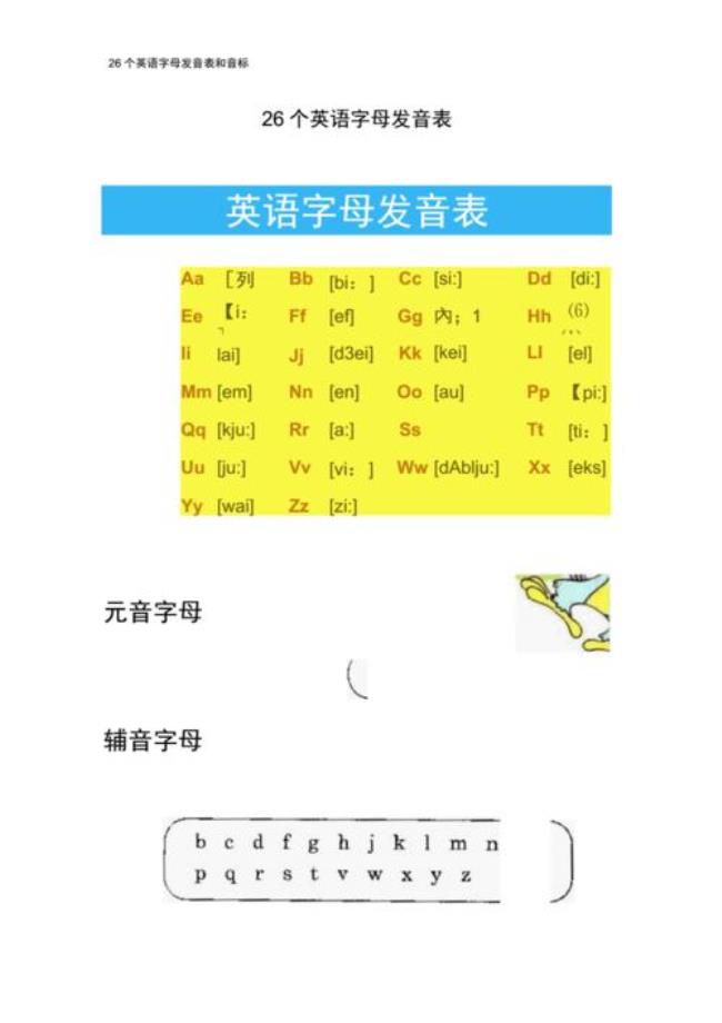 幼儿园26个字母正确发音