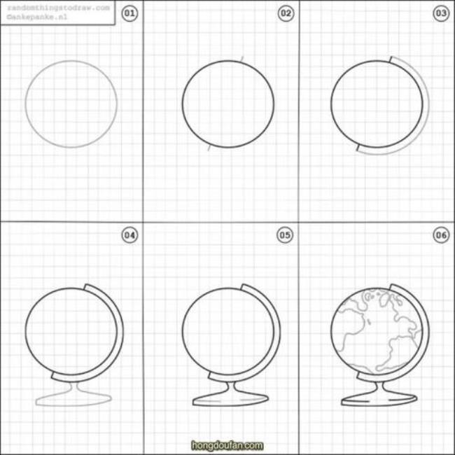 地球仪的简便画法