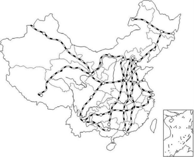 地理五纵三横交通线路图手绘