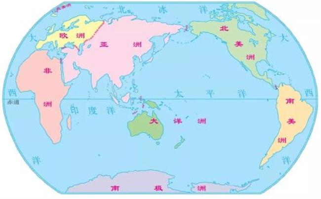 七大洲五大洋分别在地球仪哪里