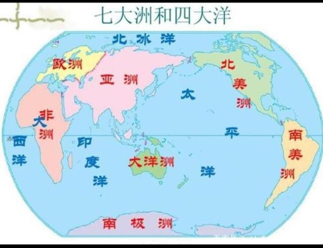 世界七大洲五大洋分布图