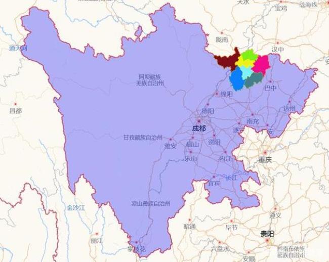 四川陕西交界处地图