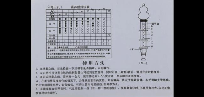 6孔葫芦丝吹奏指法