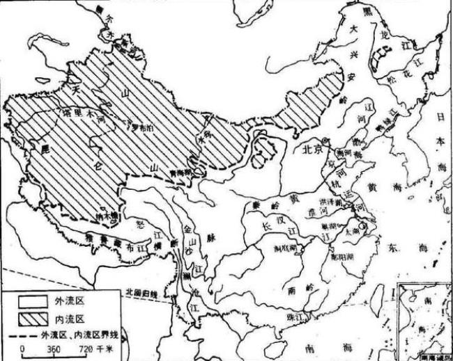 中国四大地理区域分界线简笔