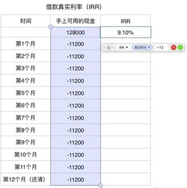 irr年化利率计算器