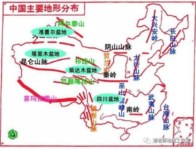 中国四大地区地形图