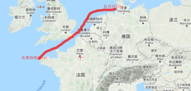 英国和法国距离地图