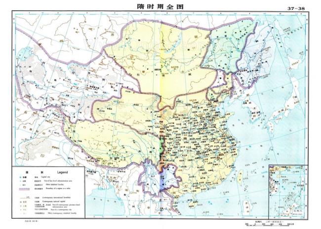 隋朝国土面积最大时的地图