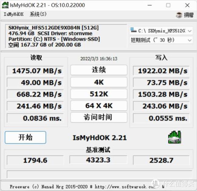 固态硬盘as ssd benchmark多少分正常