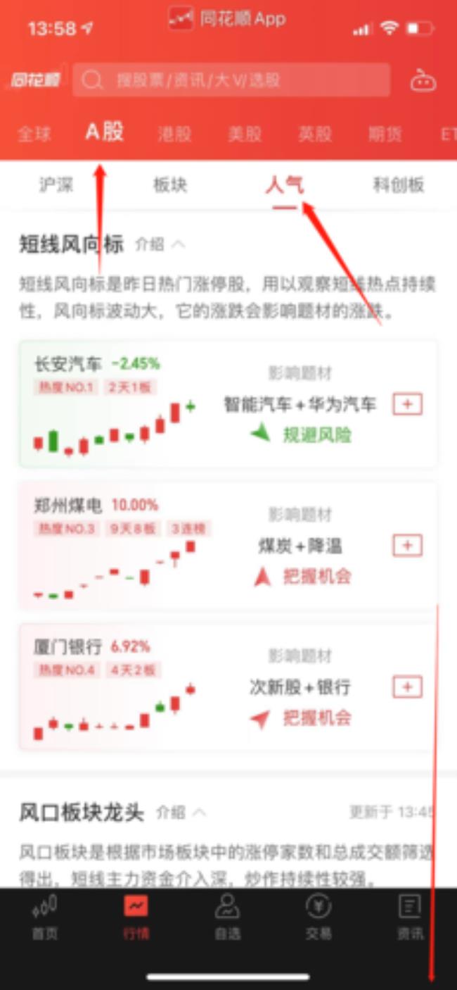 手机版同花顺如何设置看盘