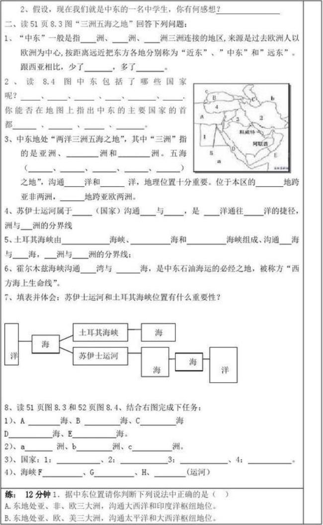 六年级地理中东知识点