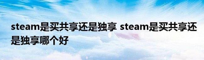 steam共享和独享有什么区别