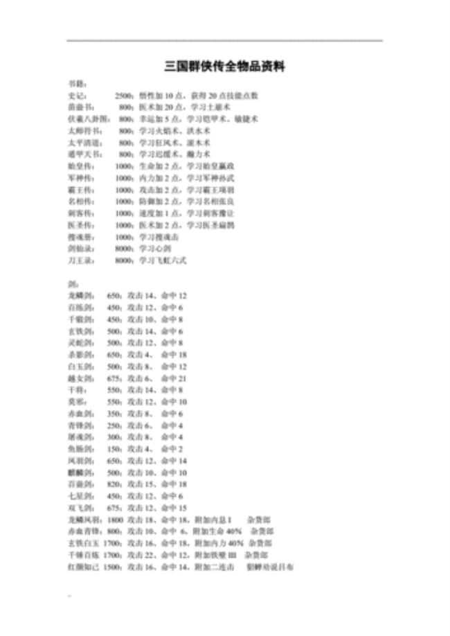 三国群侠传最强装备