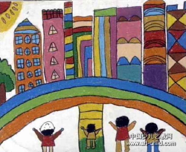 儿童彩笔画彩虹