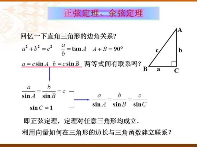 正弦定理余弦定理及推论