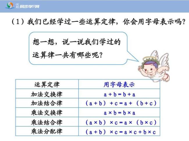 五个运算定律公式