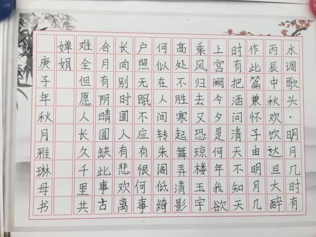 120字以内的硬笔书法作品