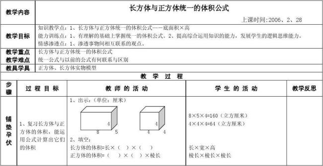 长方体体积的计算公式是什么