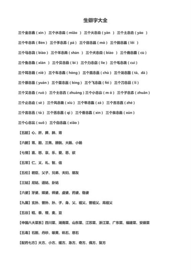 20以上笔画的字有哪些生僻字