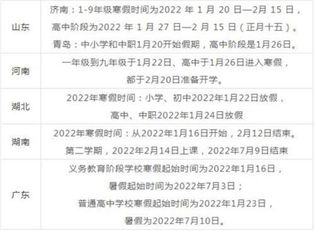 2022年张家口中小学放假时间安排