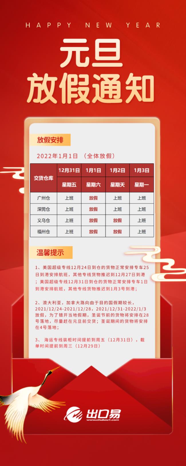 2022年过年邮政放假多久