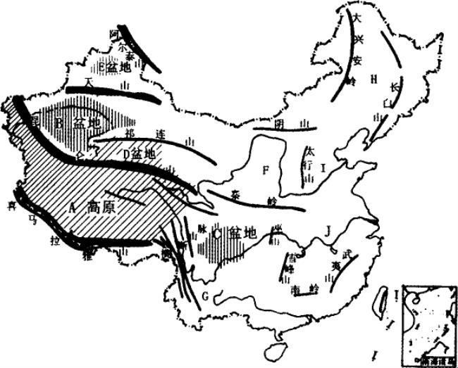 中国三层阶梯地形图