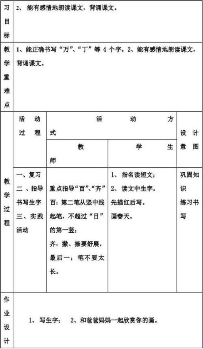 小学语文阅读的教案怎么写