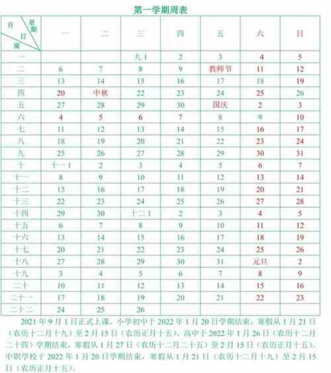 2022年寒假中小学放假时间表潍坊