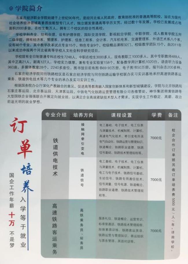 上石家庄邮电订单班哪个专业好