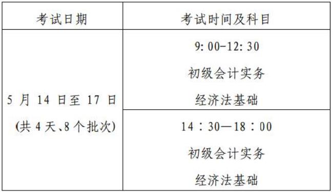 2022年上半年初级会计考试时间