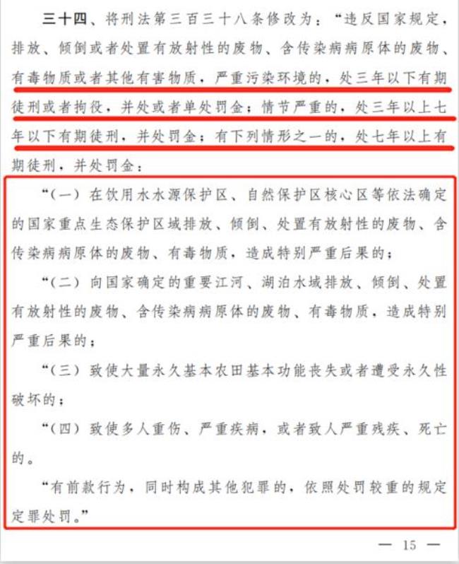 环境污染罪的立案标准